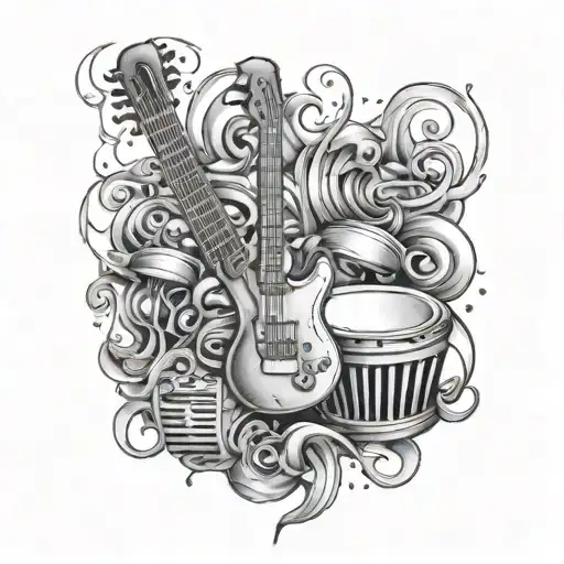 A tattoo design suitable for a talent and interest in music combined with severe ADHD and an interest in nutrition and a tattoo design idea