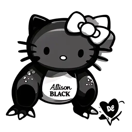 hello kitty style cute little Alliegator that says Allison  tattoo design idea