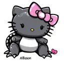 hello kitty style cute little Alliegator that says Allison  tattoo design idea