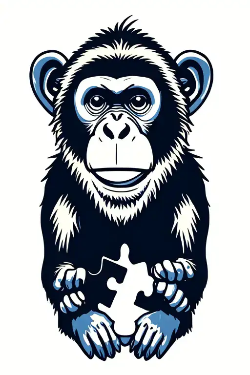 monkey and autism puzzle piece incorporating elements tattoo design idea