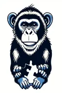 monkey and autism puzzle piece incorporating elements tattoo design idea