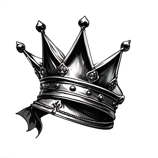 3D crown to slide down to cross going back tattoo design idea
