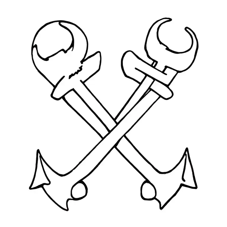 anchor and wrench crossed tattoo design idea