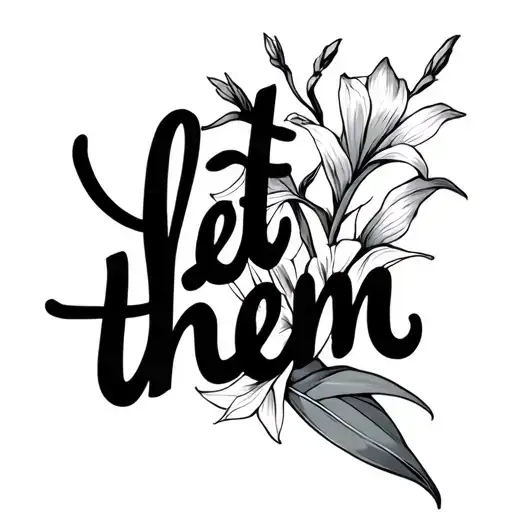 words "let them" in cursive with a gladiolus attached  tattoo design idea