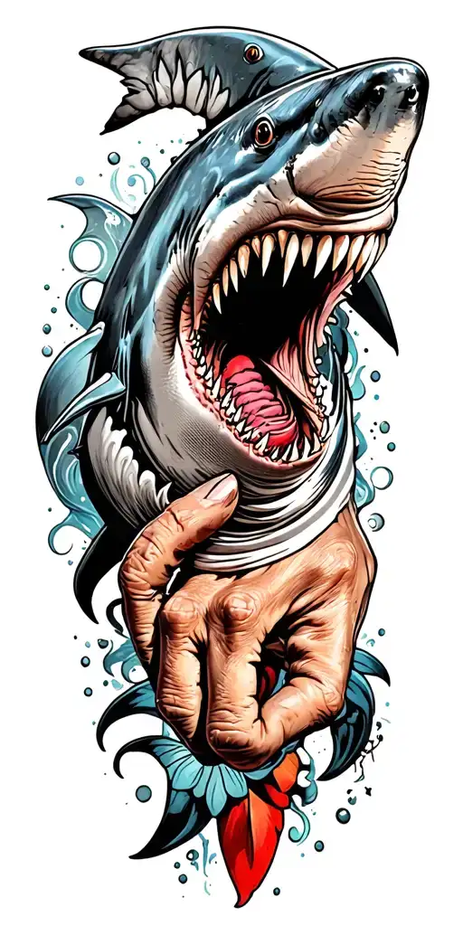 a shark on hand tattoo tattoo design idea