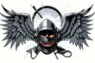 welding hood and wings spread wide tattoo design idea
