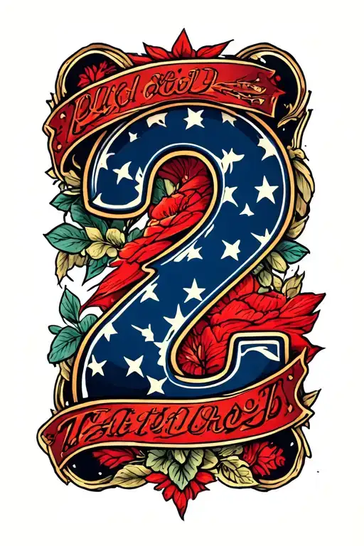 the number 2 tattoo design idea