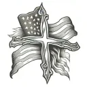 cross with American flag tattoo design idea