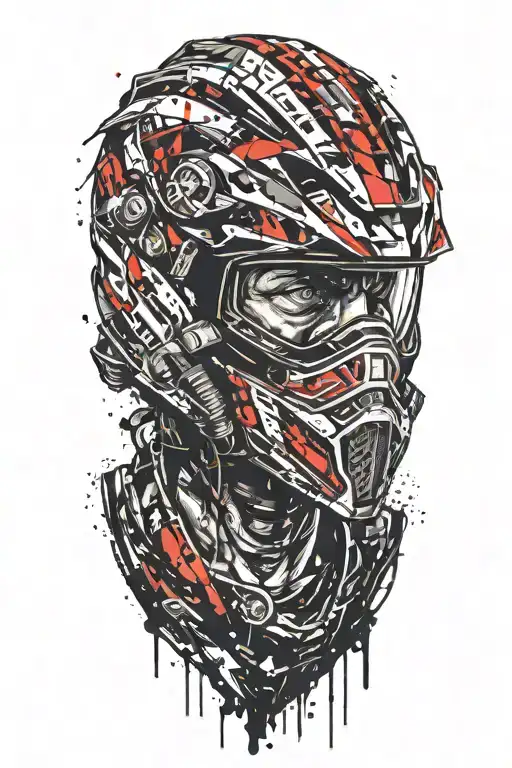 motocross rider head tattoo design idea