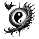 duality between good and evil balance mixed with yin tattoo design idea