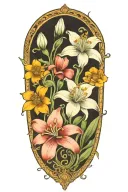 snowdrop, rose, marigold, octopus tentacles tattoo design idea