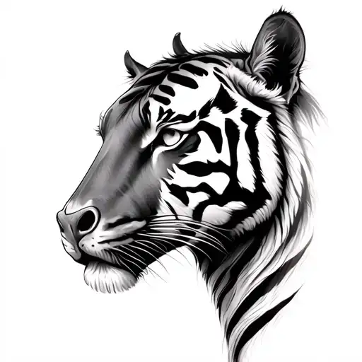 Wild horses and Bengal tiger eyes tattoo design idea