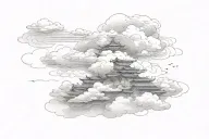Auspicious clouds,  ink art style, brush drawing, only one piece of cloud, brush draw, thick line, dark theme tattoo design idea