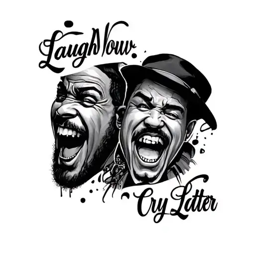 Gangster Laugh Now Cry Later tattoo design idea