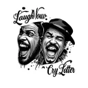 Gangster Laugh Now Cry Later tattoo design idea