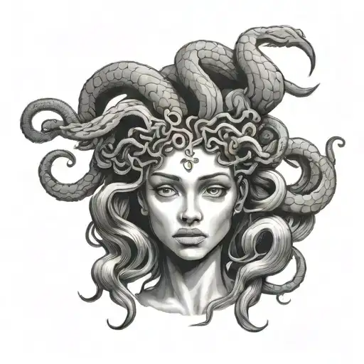  black teenage medusa holding the head tattoo design idea