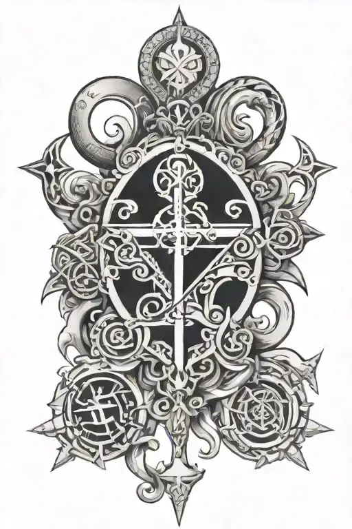 religious symbols tattoo design idea