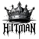 word hitman with a crown  tattoo design idea