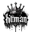 word hitman with a crown  tattoo design idea