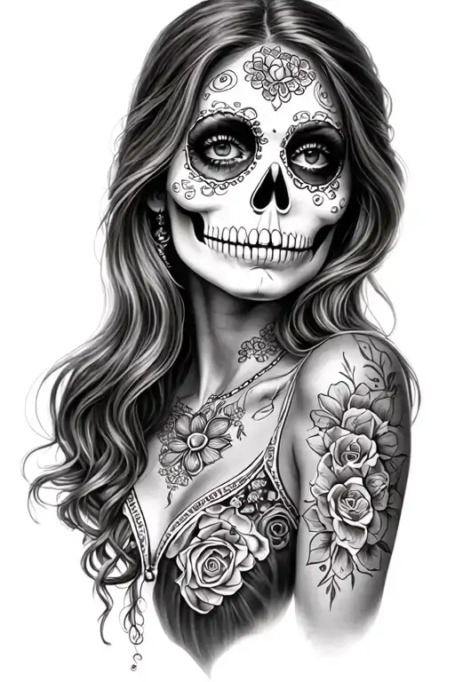 my girlfriend day of the dead tattoo design idea