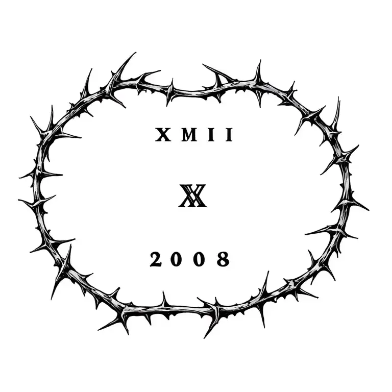 crown of thorns roman numerals  year 2008 tattoo design idea
