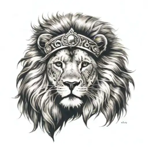 lion in a head dress tattoo design idea