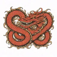 circular red dragon ouroboros dragon eating itself tattoo design idea