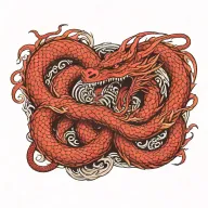 circular red dragon ouroboros dragon eating itself tattoo design idea