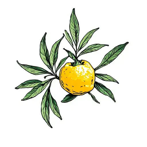 lemon, olive branch, Espelette pepper all tied together tattoo design idea