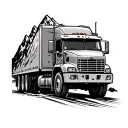 Truck driver skull mountains tattoo design idea