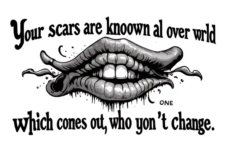 Letter "Your scars are known all over the world, which comes out who you don't change" ohne ein motiv auf deutsch tattoo design idea