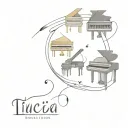 Make a very small and simple tattoo incorporating piano keys in a minimalist design with the names Lucia and Lucas and t tattoo design idea
