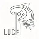 Make a very small and simple tattoo incorporating piano keys in a minimalist design with the names Lucia and Lucas and t tattoo design idea