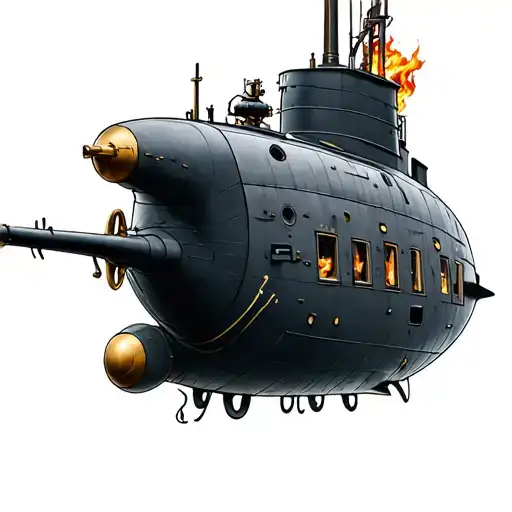 submarine, fire fighting, ion cannon tattoo design idea