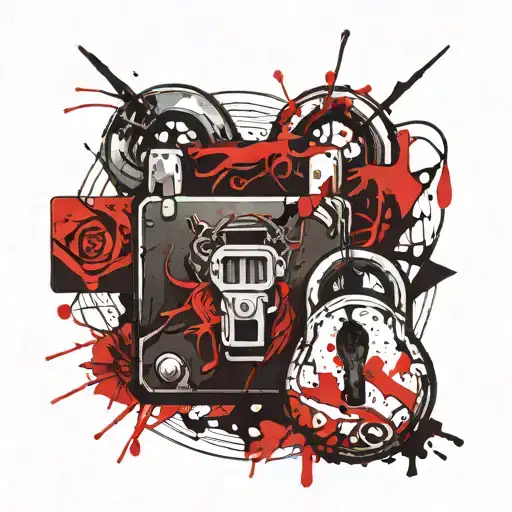 twin flame padlock locked tattoo design idea