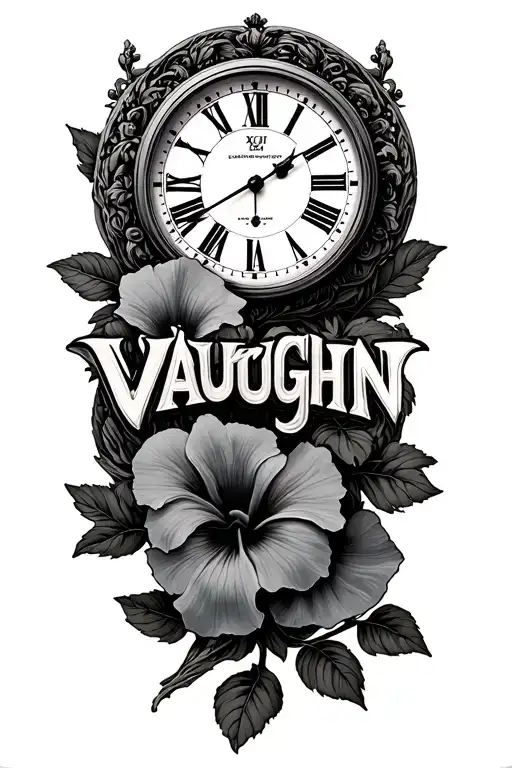 "VAUGHN" Morning Glory, Timepiece Clock: The central element tattoo design idea