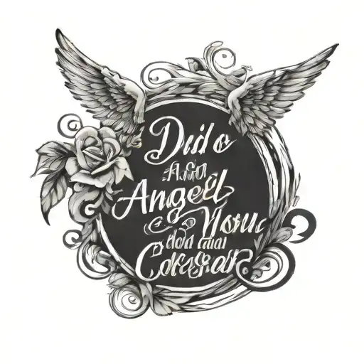 quote "did an angel whisper in your ear and hold you close and take away your fear" in script font tattoo design idea
