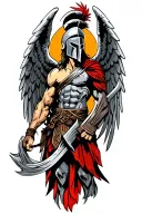 spartan warrior with wings tattoo design idea