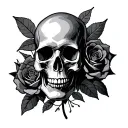 scull and roses tattoo design idea