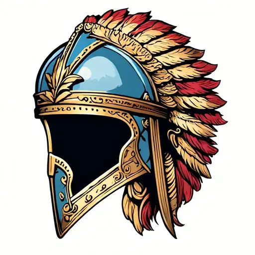 gods helmet fatherhood tattoo design idea