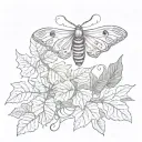 Moth and ivy vines tattoo design idea