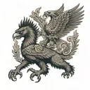 Cossack piercing a recumbent double-headed eagle with a trident tattoo design idea