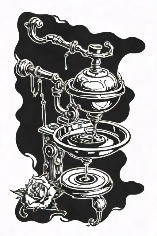 A sketch of a portafilter morphing into a psychology inkblot test tattoo design idea