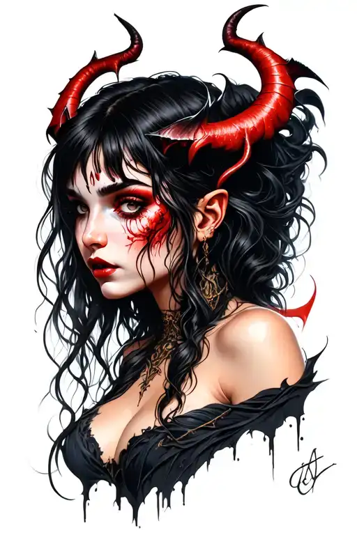 lilith demon girl tattoo design idea