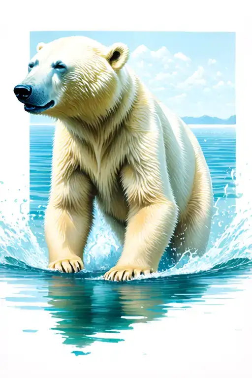 polar bear lunging into water tattoo design idea