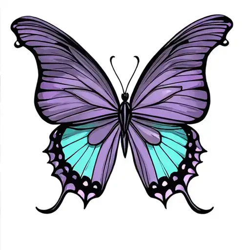 Purple And Teal Butterfly tattoo design idea