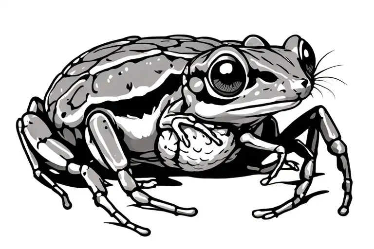 spider cricket toad mouse holding each other tattoo design idea