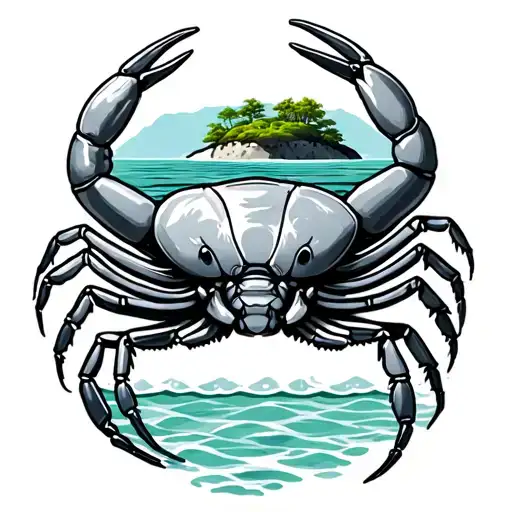 hermit crab with island on its shell tattoo design idea