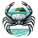 hermit crab with island on its shell tattoo design idea