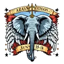 Trident + Elephant + Angel Wings + Name: Aryan, + Date: June 1-9 tattoo design idea